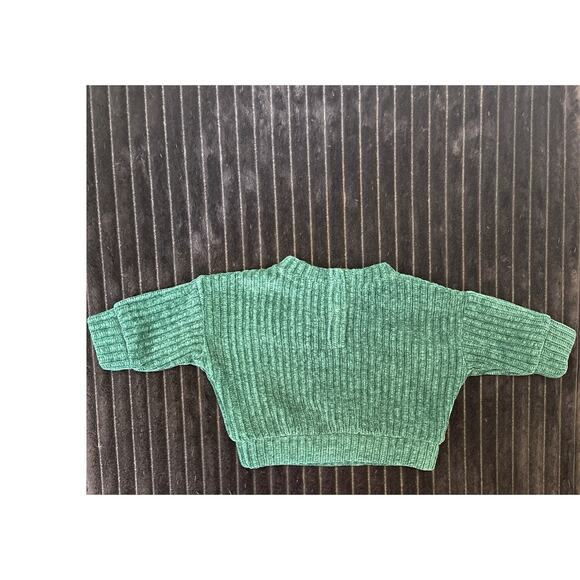 Cat & Jack Chenille Sweater Top & Bottom 0-3 Months Green Set - Picture 4 of 4
